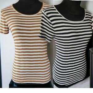 MADEWELL (MED Jrs) Bundle.  Striped Brown or Brown with White Short Sleeve